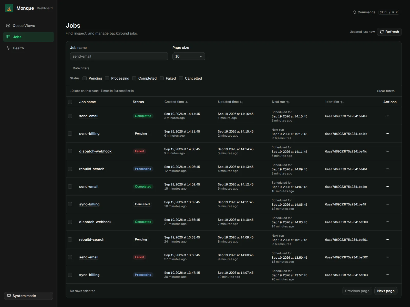 Jobs in dark mode